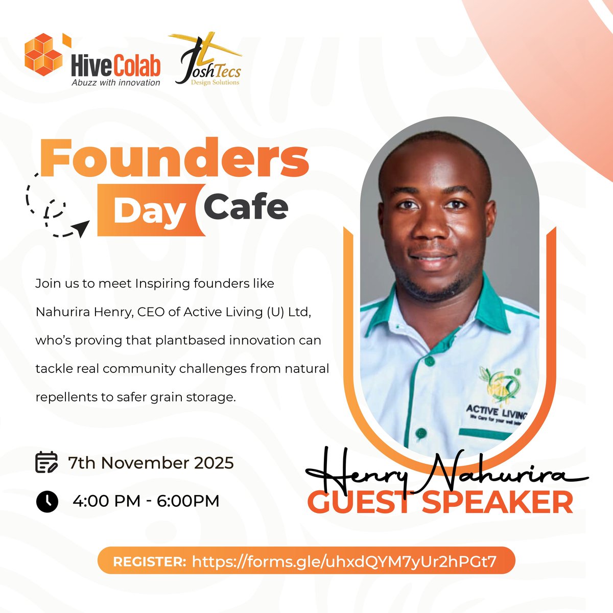 joshtecs_'s tweet image. Dream it. Build it. Grow it.
Join us 7 Nov @HiveColab, Mbarara for stories that prove innovation starts small and grows big!
#FoundersDayCafe #AgriTech #Entrepreneurship #Joshtecs
👉 forms.gle/uhxdQYM7yUr2hP…
