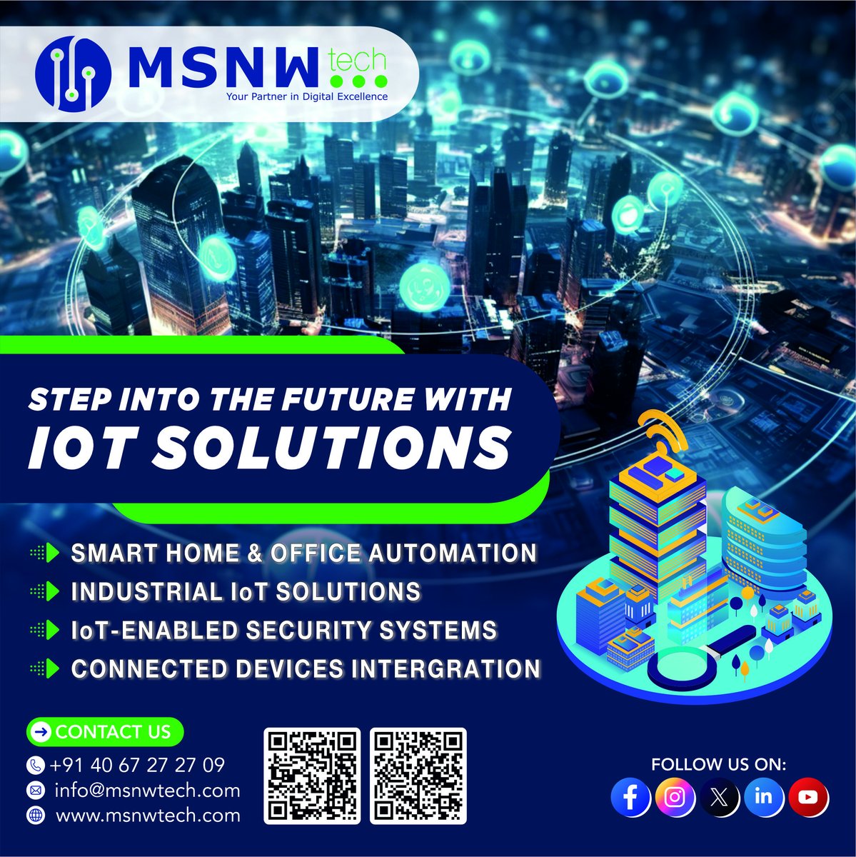 msnwtechpvtltd's tweet image. 🌐 Step into the Future with IoT Solutions with US! 🚀

📞 Call us at +91 88869 13131,+91 83415 59649, or ✉️ Email us at info@msnwtech.com
👉 Get connected to the future today!
#IoT #SmartSolutions #MSNWTech #Innovation #Connectivity #FutureReady