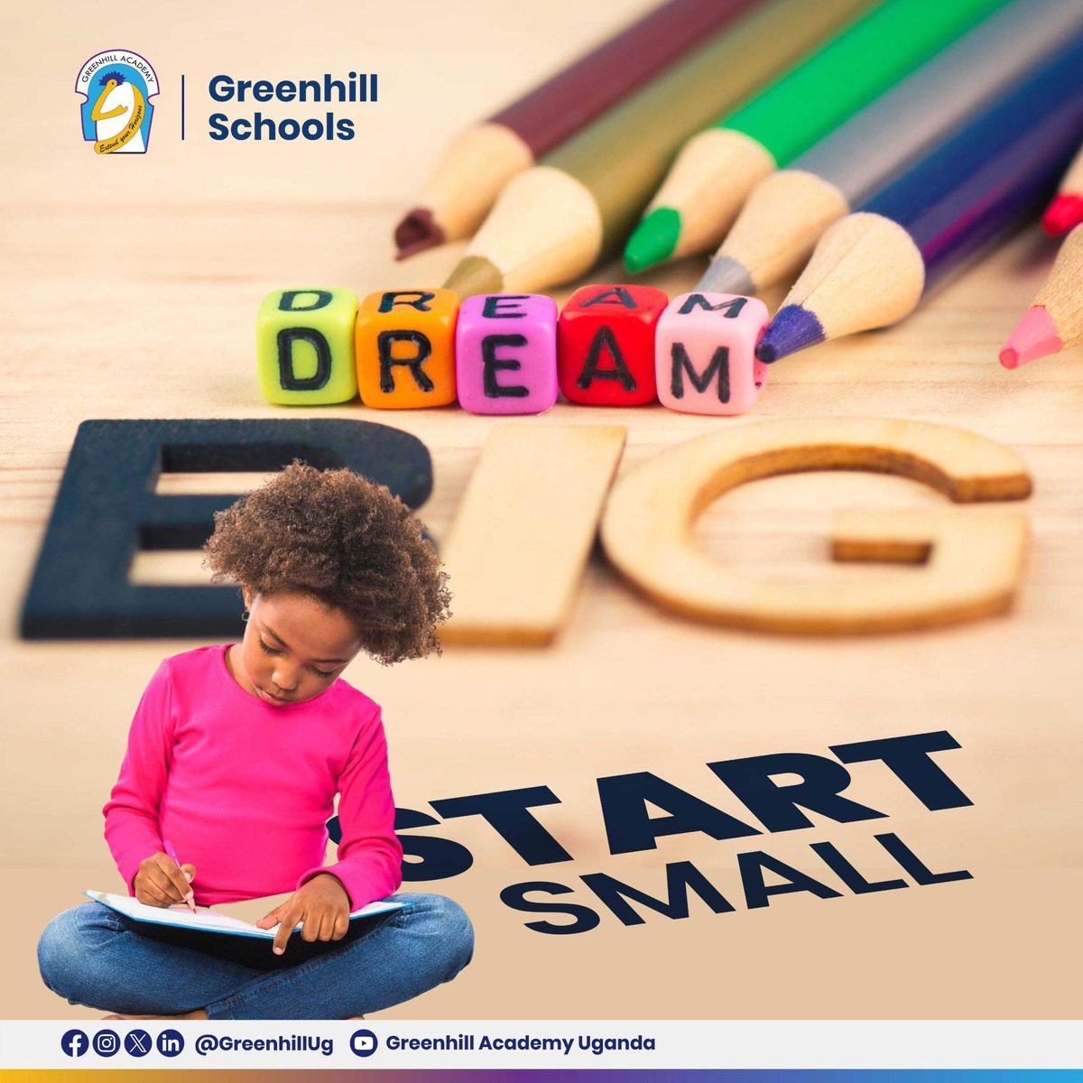 Every big dream begins with a single step towards achieving it so go on and start the journey to your wildest dreams today. 

Have a great week! 

#GreenhillSchools