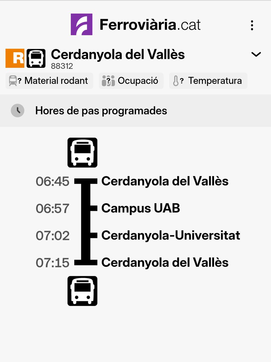 ferroviariacat's tweet photo. 🚧 Per les obres a Montcada Bifurcació, se suprimeix la línia R7 de @Rodalies fins al maig

🚍 S'estableixen busos entre Cerdanyola del Vallès i Cerdanyola-Universitat amb parada al @UABcampus

💜 A https://t.co/oVOczbl2Qi hi podeu veure els horaris i connexions amb l'R4 i l'R8 https://t.co/OaIYmKREZB