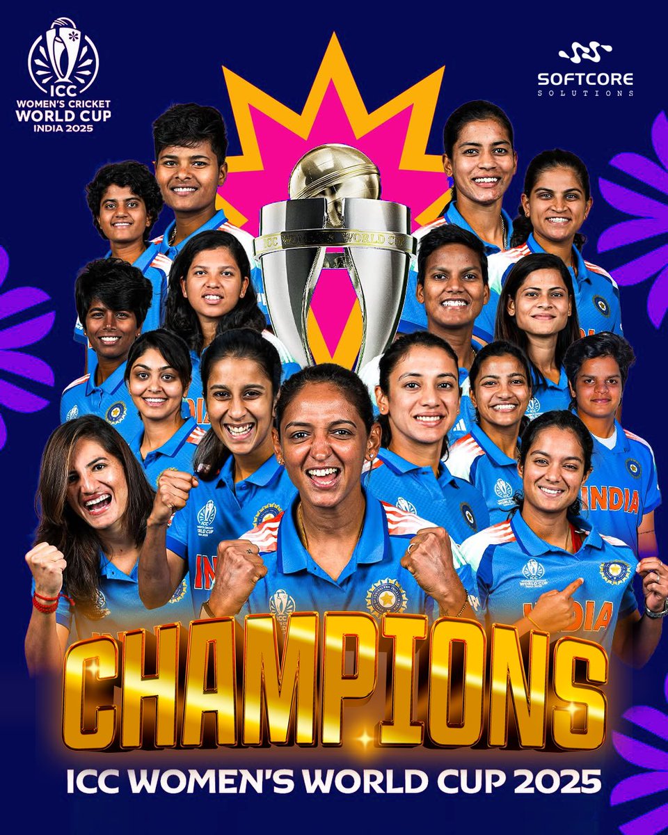 SCS_SAPB1's tweet image. When passion meets precision victory follows.
Congratulations to Team India for winning the Women’s Cricket World Cup!
Your journey inspires us to keep innovating, collaborating, and performing at our best.

#TeamIndia #WomensCricketWorldCup #SoftcoreSolutions #WinningMindset