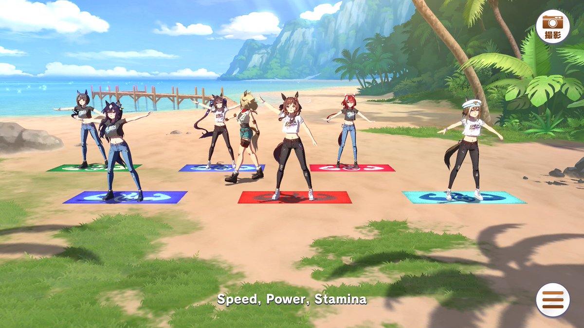 今更だけど、この曲の足元のマットの色って各キャラに合わせてたんだ