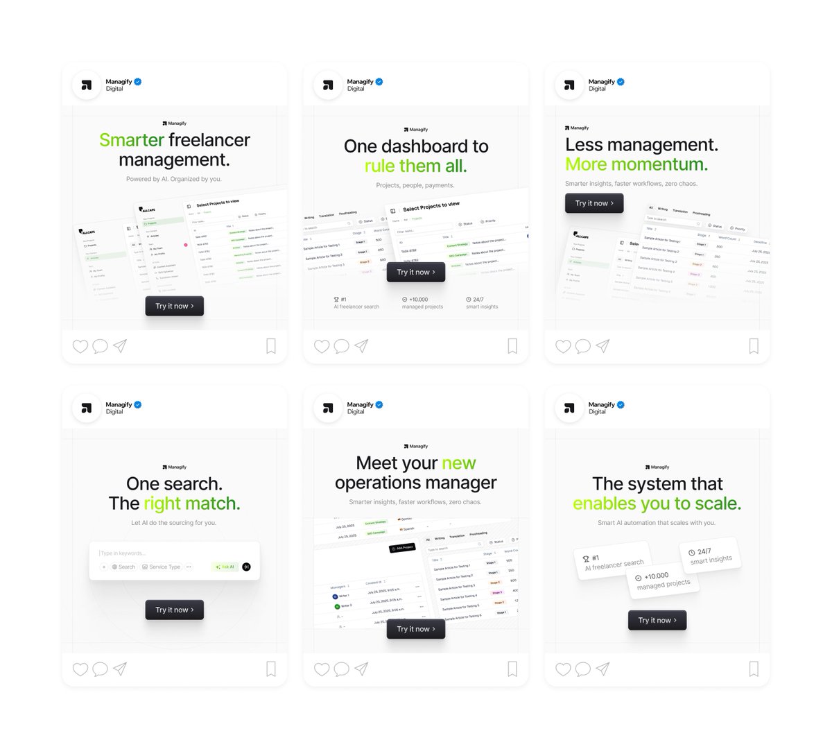 Recent ad design concepts, for an AI SaaS