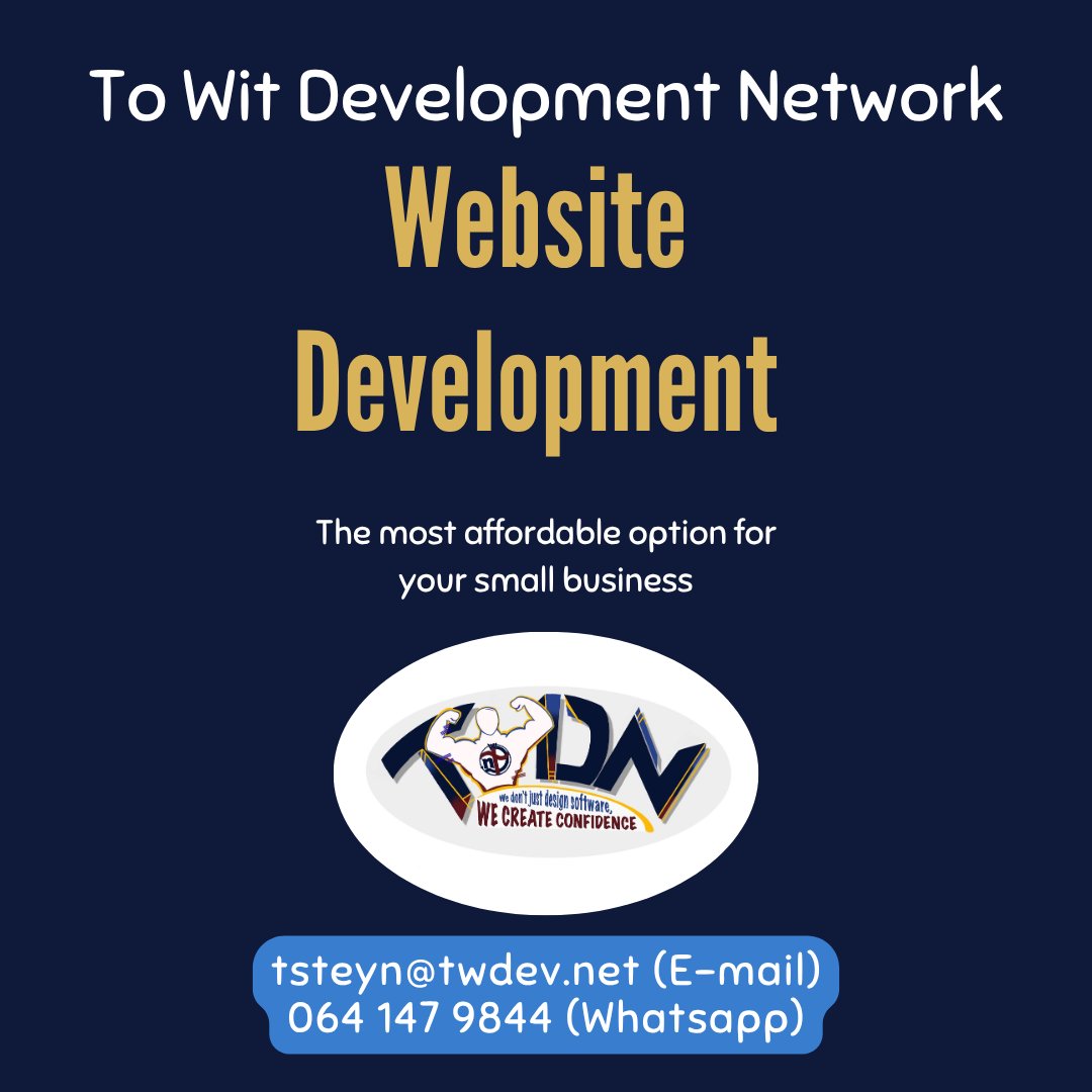 TW_DevNet's tweet image. Our range of packages are the most affordable subscription you will ever see for your small business, Contact us today to see what suites your business
#SmallBusiness #Website #WebDevelopment #MondayVibes #SouthAfrica