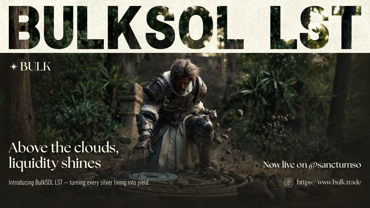 _CryptoNotes_'s tweet image. Every cloud has a silver lining.

@bulktrade just happens to be powered by the BulkSOL LST.

Experience simplified, high-yield staking, live now only on @sanctumso .