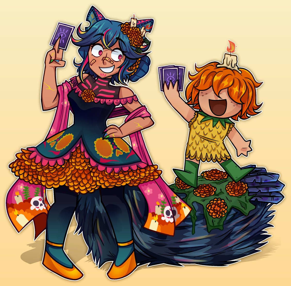 ¡MUCHAS GRACIAS POR PASARSE POR EL DIRECTO DE DÍA DE MUERTOS!! 🥳
Les dejo por acá la linda comisión que le pedí a @/MrDrawsito con el nuevo ofni y la cual va a ser para nuestra dinamica del mes leyendo cartas!