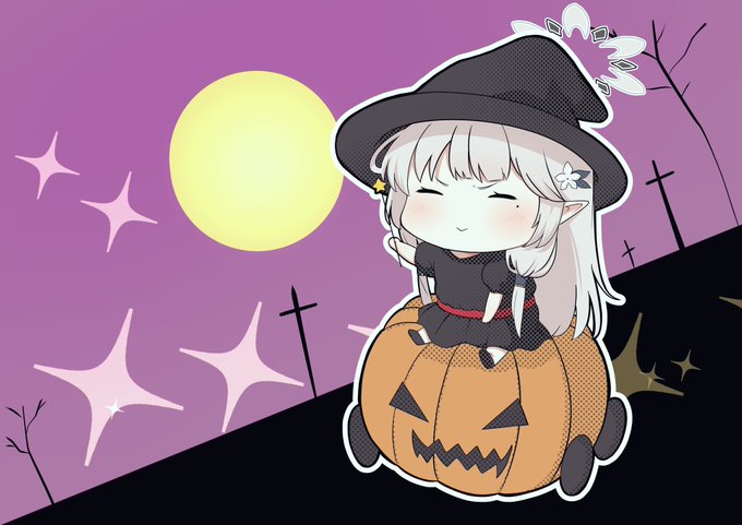 初期のドヤヒマちゃんともちジュちゃんのハロウィンイラスト 