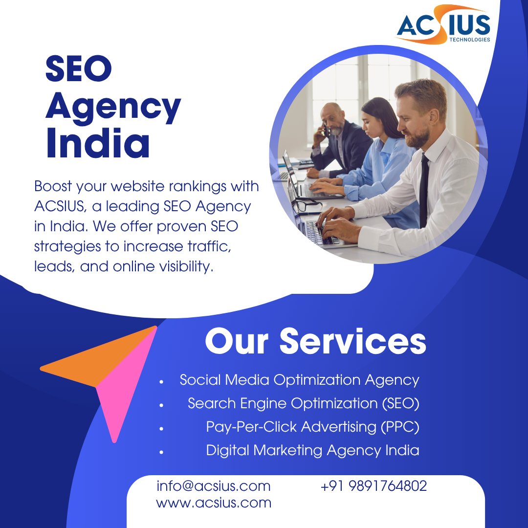 Rank higher &amp; grow faster with ACSIUS, your trusted SEO Agency in India! 🌐✨

info@acsius.com
+91 9891764802
52-A, 301-3rd Floor, Krishna Complex, Hasanpur, New Delhi-110092, India
Visit Now:- tinyurl.com/y3uv98ja

#ACSIUS #FestiveOffer #SEOAgencyIndia #SEO #DigitalMarketing