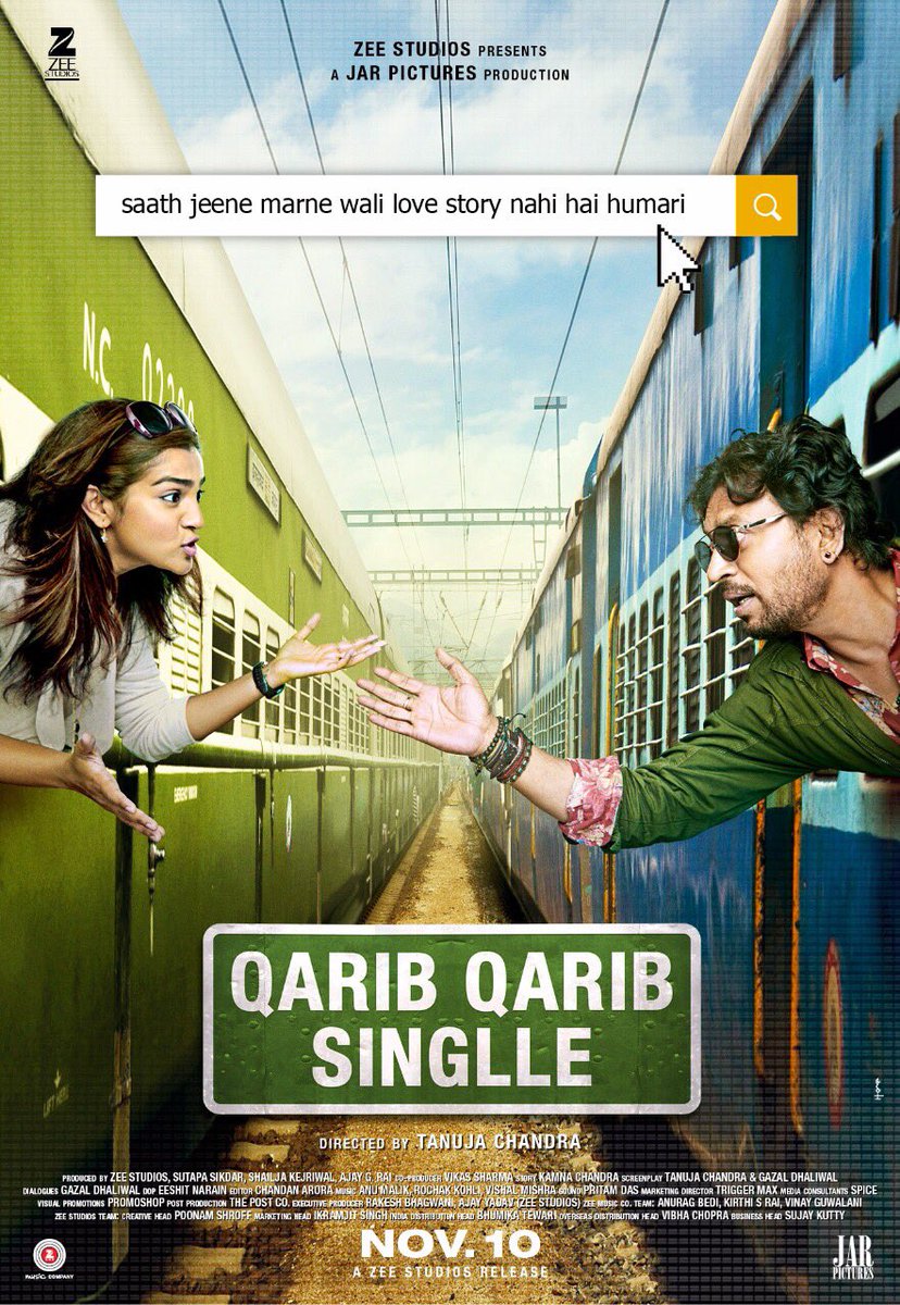 #QaribQaribSinglle (2017) by #TanujaChandra, now streaming on <a href="/PrimeVideoIN/">prime video IN</a>.

#Irrfan <a href="/parvatweets/">Parvathy Thiruvothu</a> <a href="/NehaDhupia/">Neha Dhupia</a> #IshaSharvani <a href="/LukeKennyLIVE/">LukeKennyOfficial</a> <a href="/sidmenon1/">Siddharth Menon</a> <a href="/brijkala/">brijendra kala</a> <a href="/PushtiieSShakti/">Pushtiie</a> #NavneetNishan

#KamnaChandra <a href="/gazalstune/">Gazal Dhaliwal</a> <a href="/RochakTweets/">Rochak Kohli</a> <a href="/VishalMMishra/">Vishal Mishra</a> <a href="/rajshekharis/">Raj Shekhar</a>
<a href="/hussainhaidry/">Hussain Haidry</a>