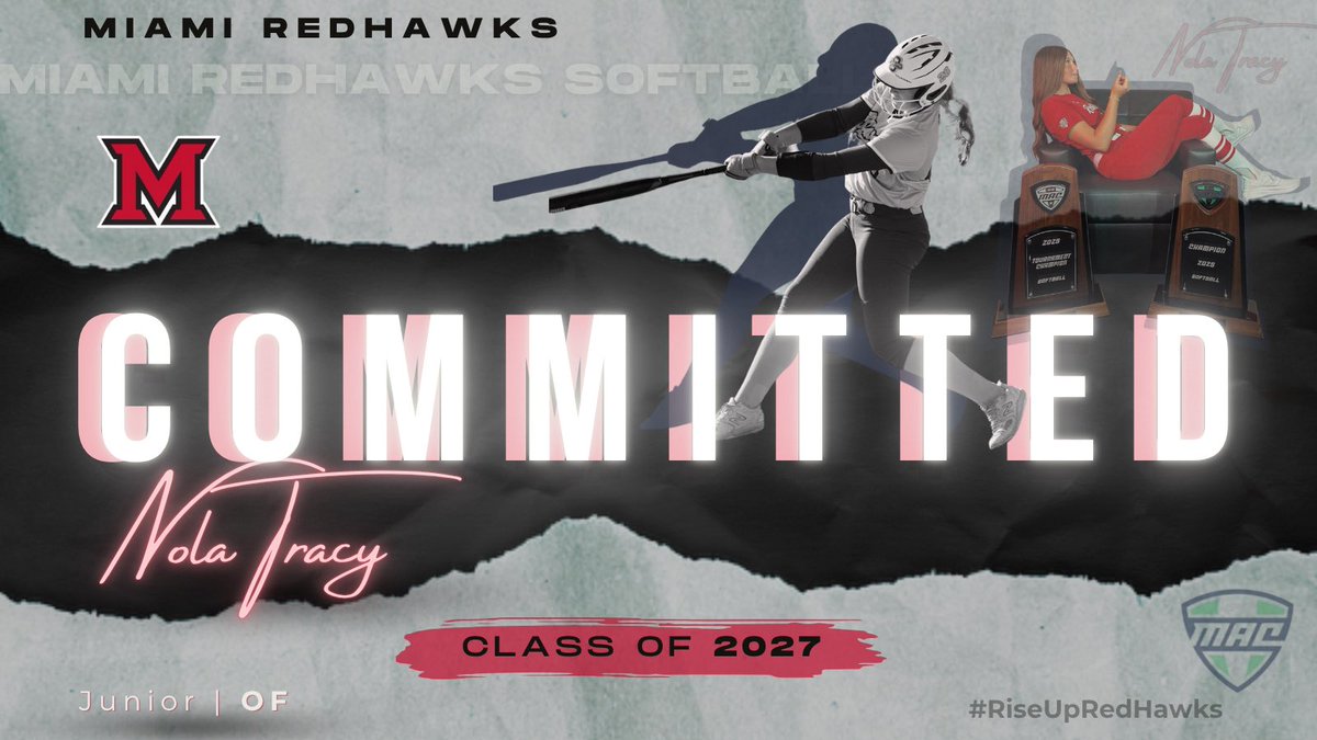 🚨COMMITMENT ALERT 

Excited to announce <a href="/NolaTracy27/">Nola Tracy</a> has officially committed to <a href="/MiamiOH_SB/">Miami Softball</a>! ❤️🖤

Such a clutch addition to the Redhawks Family! #RedHawkSoftball #RiseUpRedHawks