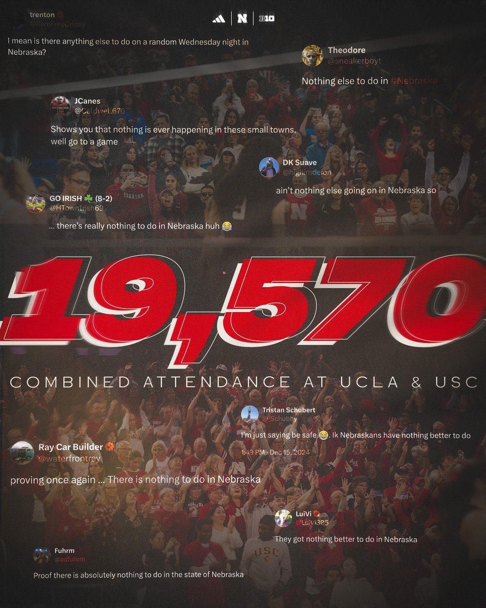 HuskerVB's tweet image. guess there&apos;s &quot;nothing to do&quot; in LA either ¯\_(ツ)_/¯