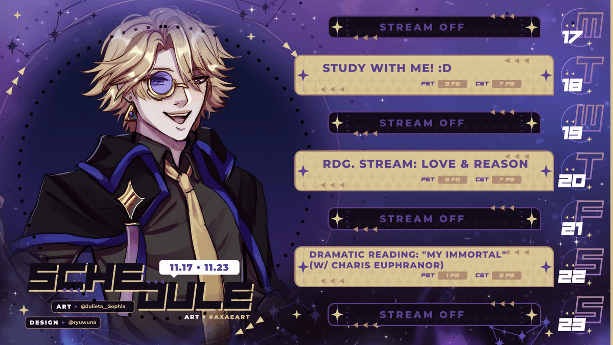 AxaeonVT's tweet image. Stream schedule for this week!