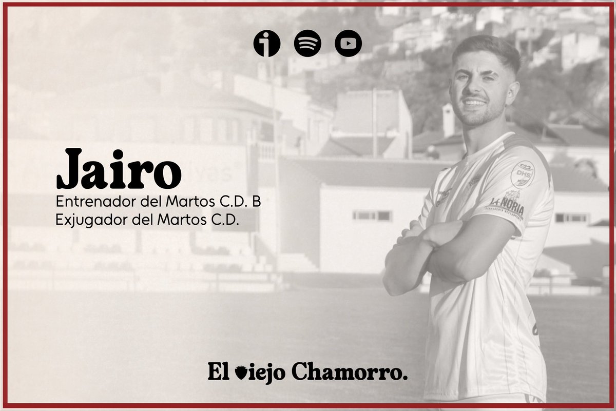 Nueva semana y nuevo invitado de gala en #ElviejoChamorro.

De cadete a capitán del equipo de su pueblo y, actualmente, entrenador del Martos CD B.

Hablaremos de su carrera, la actualidad del club, su experiencia como entrenador y mucho más. ¡No te lo pierdas!