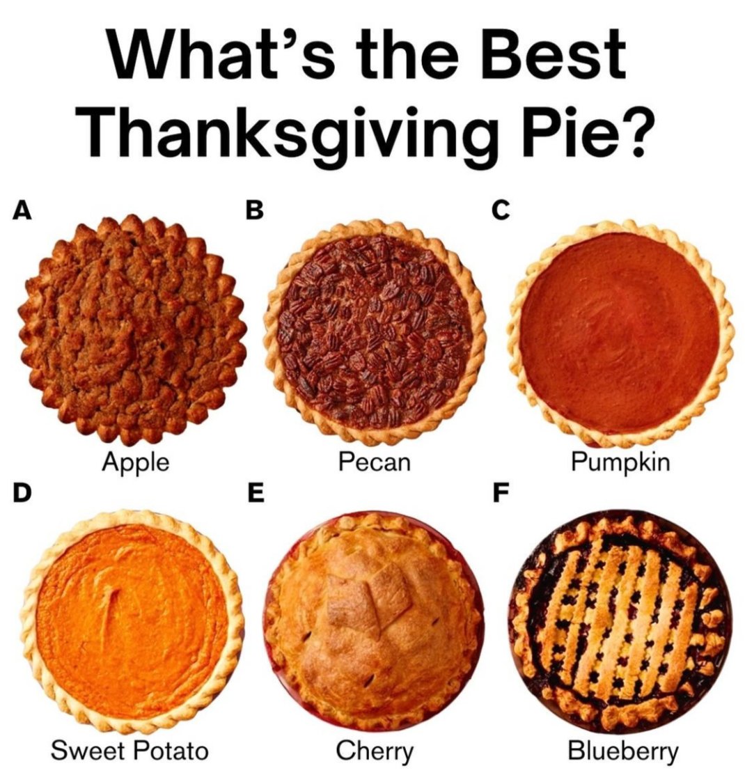 conquertheno's tweet image. Which pie rules your thanksgiving table?