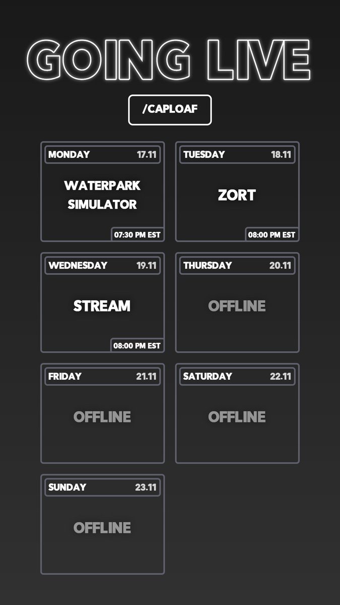 New Week New Plan
twitch.tv/caploaf
#twitch #streamer