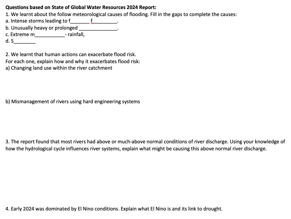 I’ve enjoyed my dabble (back) into teaching physical A-Level this term with the Water topic of Edexcel💧As we near the end, I’ll be using snippets &amp; findings from the ‘State of Global Water Resources Report’ to draw it all together. 

Resource: docs.google.com/document/d/1Oy…