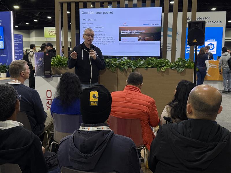 AmpereComputing's tweet image. Ampere at @KubeCon_ 2025:

➡️Kubeflow Summit Lightning Talk w/ Jeffery Tu
➡️Ampere on OCI presentation w/ @OracleDevs
➡️Partner demos, including the portable @NextComputing Nexus Fly-Away Kit, @SUSE highlighting virtualization/containerization with @system76 Thelio Astra and more