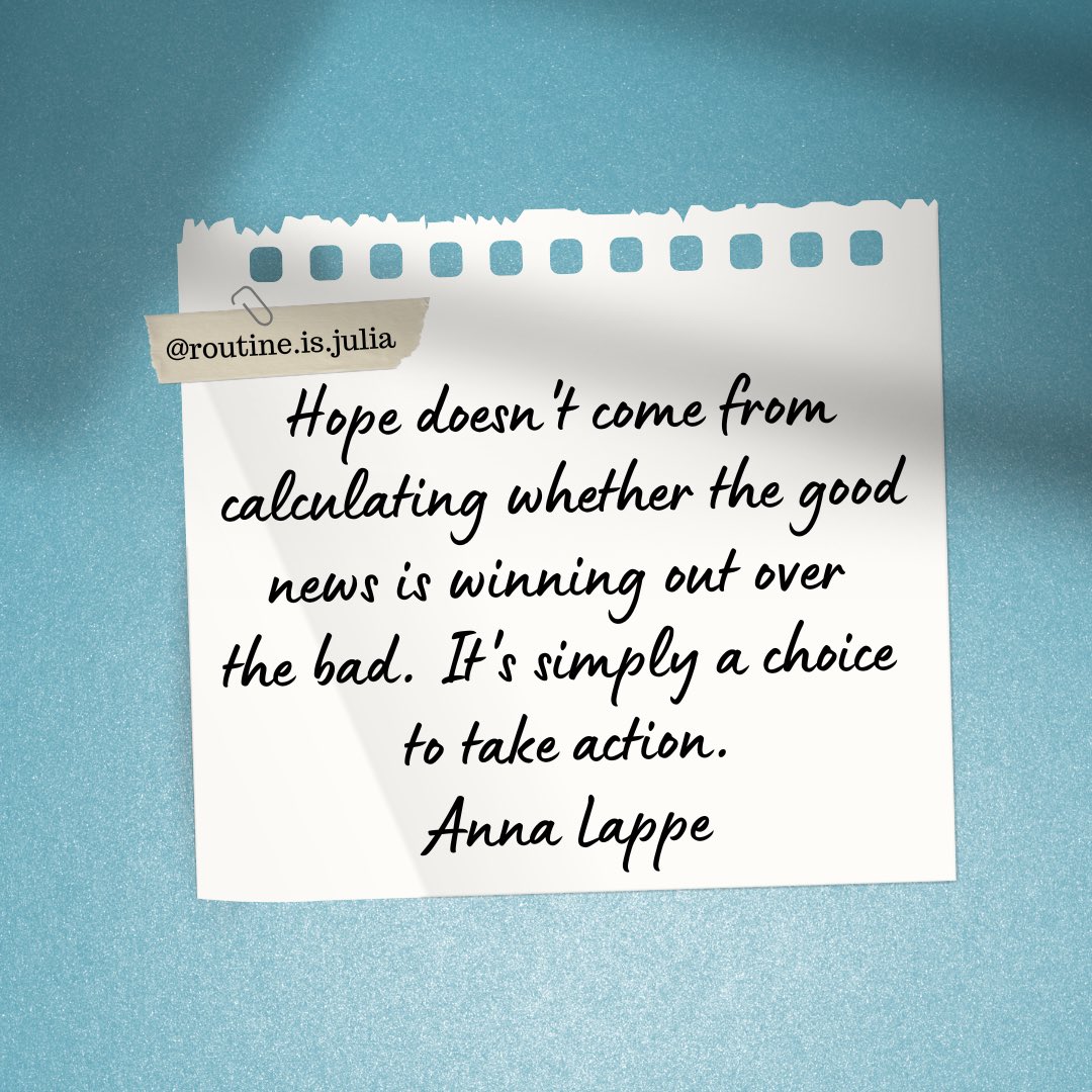 julia_routine's tweet image. 🌿
희망이란 좋은 소식이 나쁜 소식을 이길 수 있을지 계산하는 데서 오는 것이 아니다. 희망이란 단지 행동에 옮기겠다는 선택이다.
- 안나 라페 -