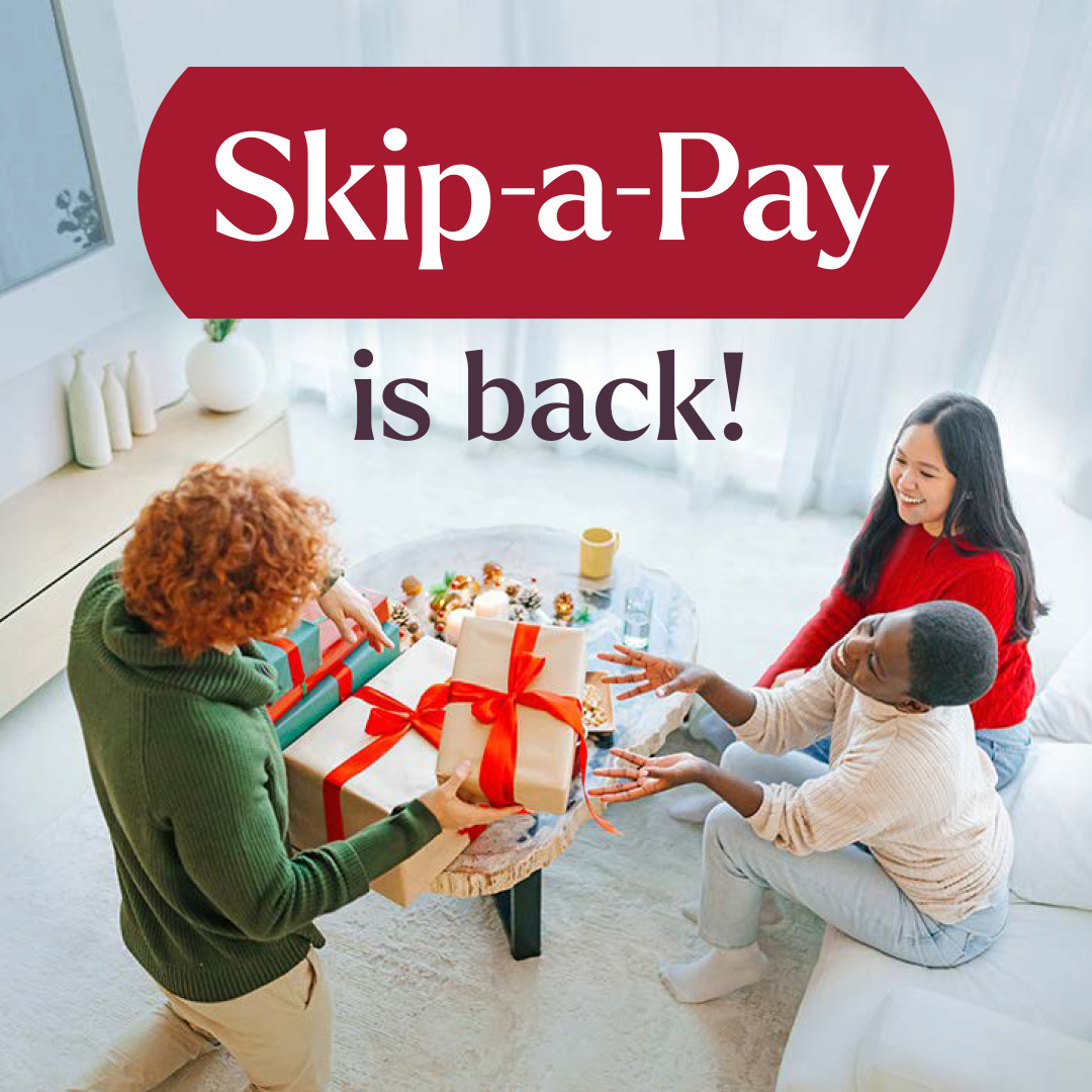 Create more memories this holiday season! You may be able to skip your next Corda loan and credit card payment due before January 15 to make room for a little extra holiday magic. Visit CordaCU.org/Skip-a-Pay to learn more and get started! ⭐🎁