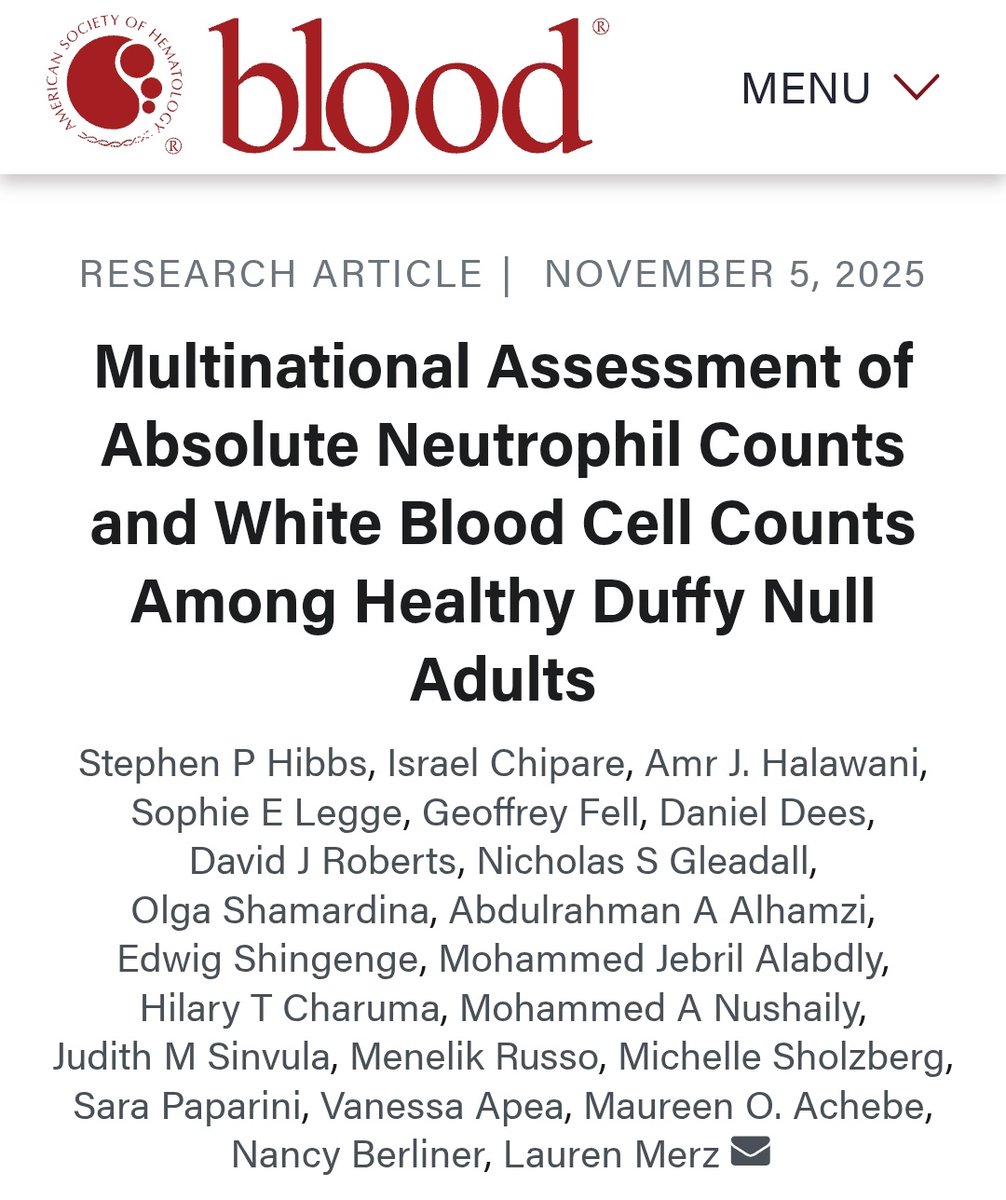 richardbuka's tweet image. Amazing work from my friend Stephen Hibbs in @BloodPortfolio along with an allstar international cast - defining reference neutrophil ranges in Duffy null. Vital work to fight against systematic discrimination of ppl with Duffy null in cancer care &amp;amp; research among others.