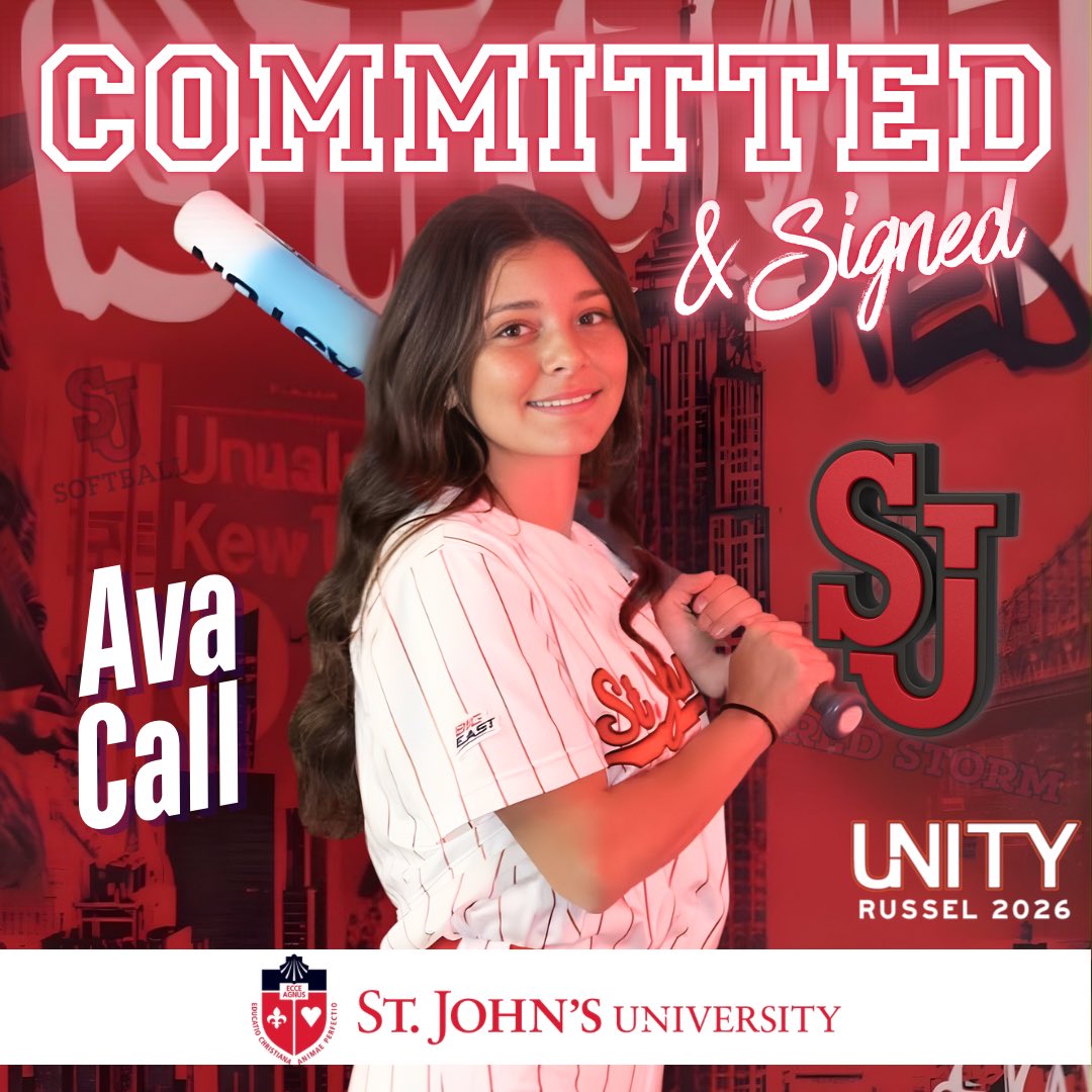 UnityRussel's tweet image. 🎉 COMMITTED &amp;amp; SIGNED! 🎉
Please help us congratulate Ava Call @avacall11 on her commitment &amp;amp; official signing to play softball at St. John’s University in 🏙️New York🏙️. She will be joining the @StJohnsSoftball team next fall. Ava is an incredible teammate, a competitor in every…
