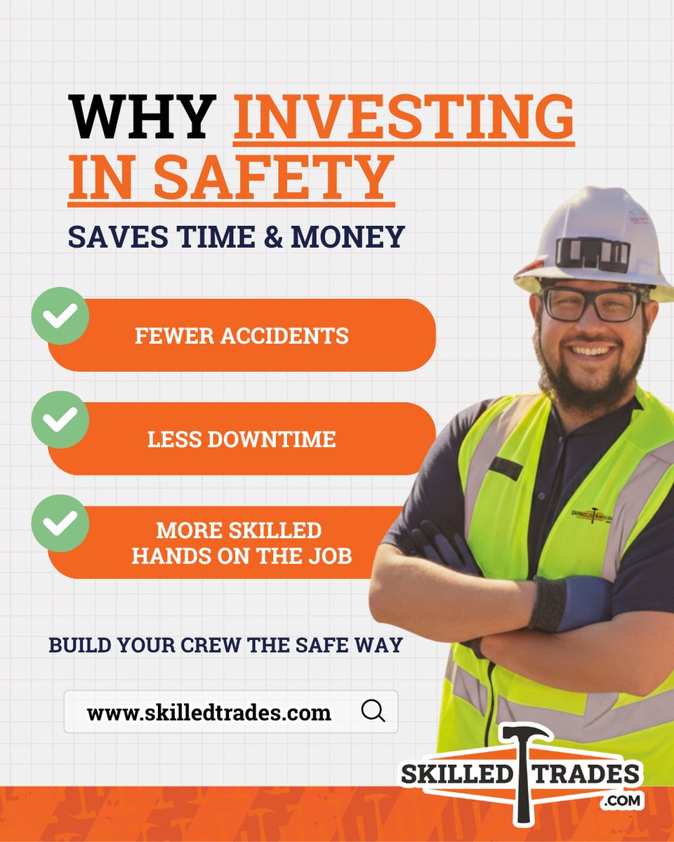 skilledtrades_'s tweet image. Safety isn’t just a rule,  it’s a strategy. 🦺
Hire tradespeople who know how to work smart and work safe.
👉 SkilledTrades.com
#SafetyFirst #SkilledTrades