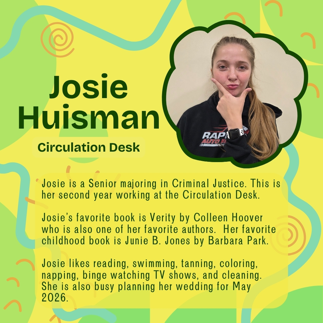 ConnLibrary's tweet image. 📖 “From the stacks to the study rooms — these student workers do it all!”
Meet Hailey, Natalie, Josie &amp;amp; Anneliese and learn what they’re passionate about.
👏 Give them a shoutout for all they do!
#LibrarySpotlight #WayneStateCollege #ConnLibrary