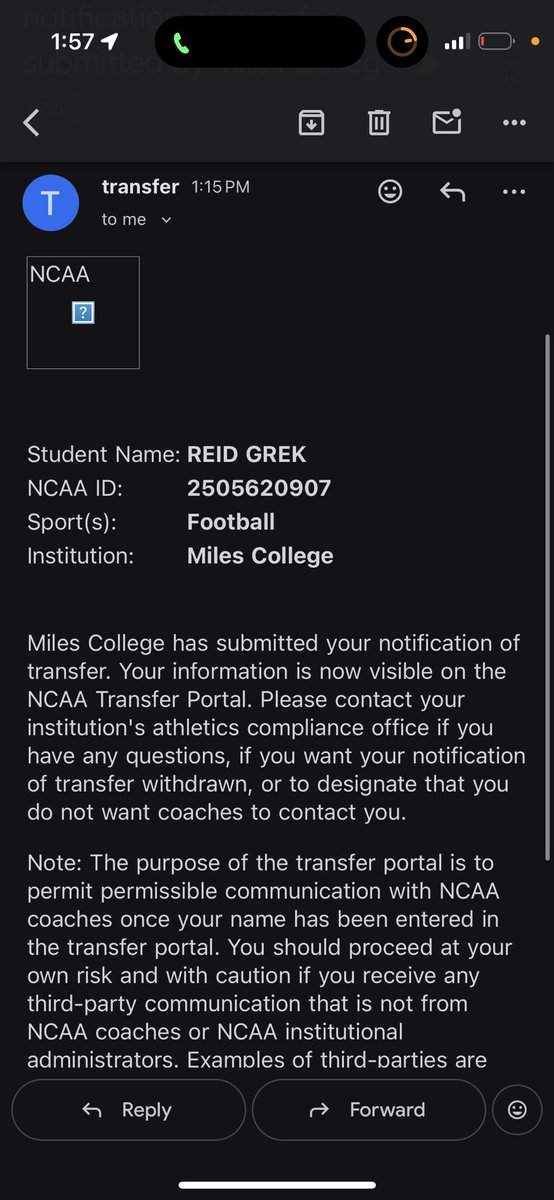 ReidGrek's tweet image. I am officially in the transfer portal. My recruitment is 100% open!