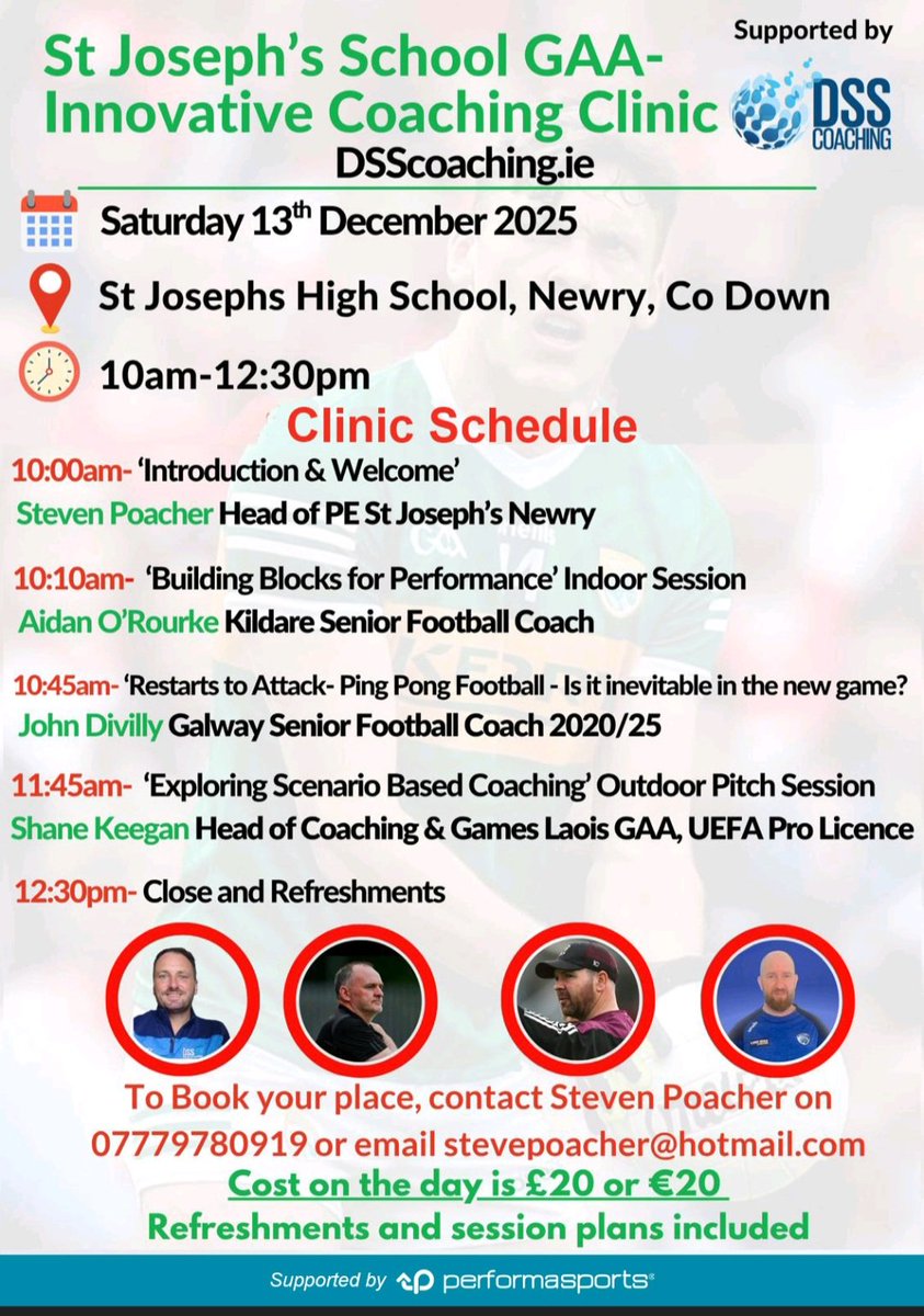 🔴🟢 Less than 4 Weeks to go! ⏳️🔴🟢

Our schools annual Coach Education day 📝
Unbelievable line up again this year and fantastic numbers to date. 
In partnership with <a href="/DeelySport/">DSS Coaching</a> <a href="/CiDeely/">Ciaran Deely PhD</a> &amp; supported by <a href="/performasports/">Performa Sports</a> 

📢 More big news this week 💪