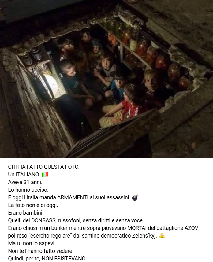 anubi77787292's tweet image. &quot;Il fotografo era italiano.
Si chiamava Andrea Rocchelli.
È morto il 24 maggio 2014, colpito mentre documentava il fuoco sui civili.🙏💔
Morto PER MOSTRARTELI&quot;

Don Chisciotte