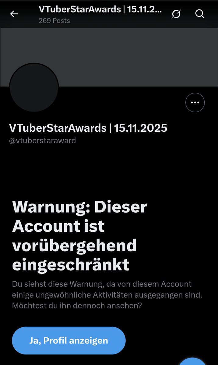 Ich finde es extrem Schade, daß Twitter, Twitter Dinge macht 
@/vtuberstaraward