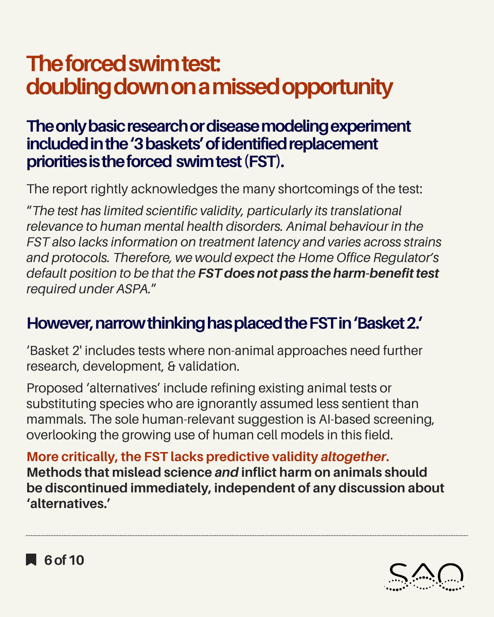 SAOscience's tweet image. Not only is the #forcedswimtest the only basic or disease modeling experiment listed in the report's priority areas, it's incorrectly categorized.

Methods that mislead science &amp;amp; inflict harm on animals should be discontinued immediately, independent of any discussion about