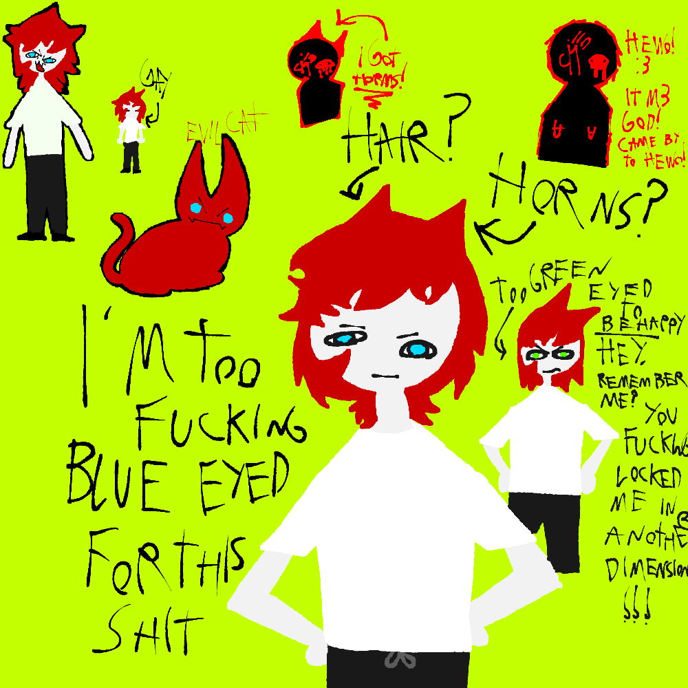 NotSmallTart's tweet image. AGGGGHHH, so, new guy, not to me, meet Samuel Rattman, nit the main dimension him because I don't give a fuck, meet the kid who has... interdimensional travel! ...same fuckass pose