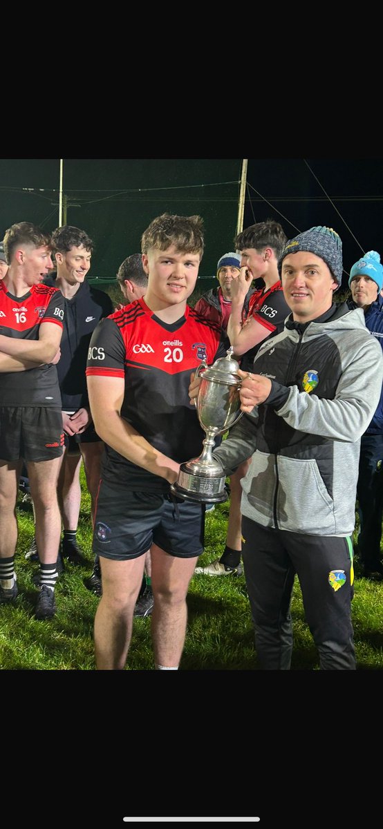 LeitrimG's tweet photo. Jamie Plunkett receiving the trophy from GDC James Mitchell 🏆 

Congratulations to @BallinamoreCS https://t.co/H8dKT0c3lR