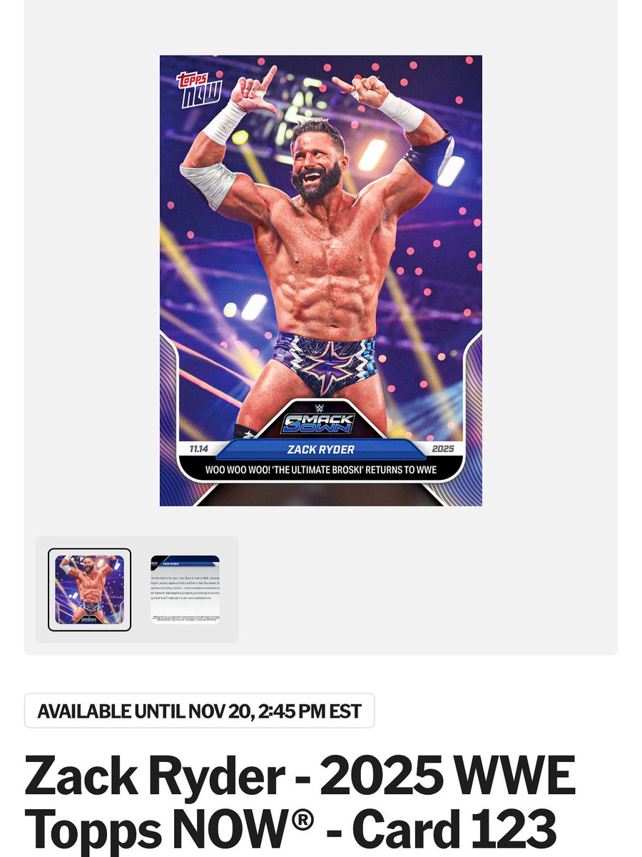 TheMattCardona's tweet image. And the merch keeps coming! Get the BRAND NEW @topps ZACK RYDER card! WWWYKI!

topps.com/products/zack-…