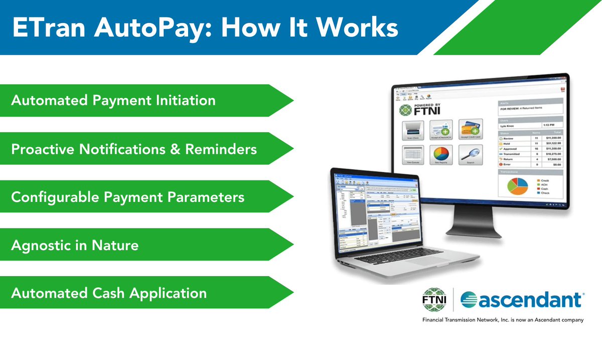ETran's AutoPay Solutions Automate the Traditionally Manual and Time-Consuming Processes Surrounding the Initiation, Invoice Matching, and Cash Application of One-time or Recurring Payments. #ARAutomation hubs.ly/Q03TwSf-0
