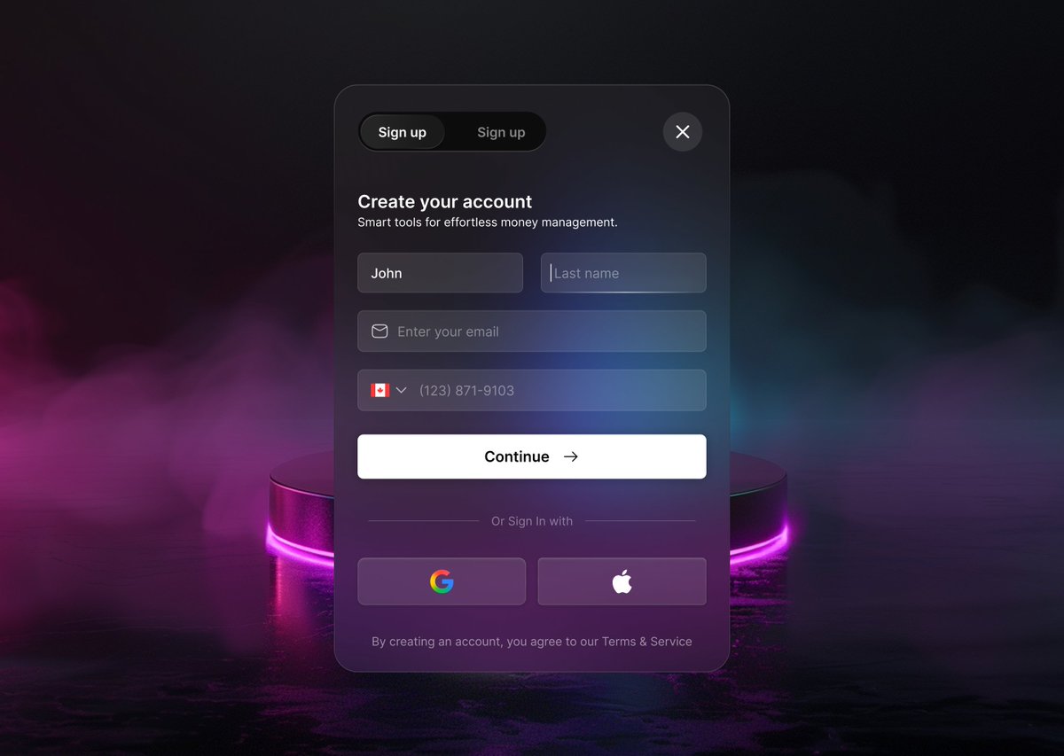 Hercoder556's tweet image. Cinematic Signup UI

For this exploration, I designed a cinematic authentication experience combining practical UX patterns with high-fidelity AI-generated visuals.

If you want a similar cinematic aesthetic or a custom UI flow for your product, I’m available for new projects.