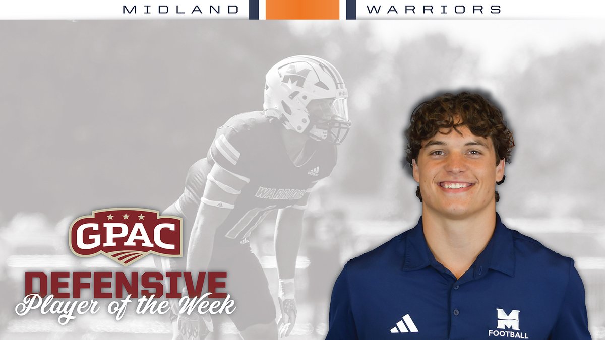 Midland_Sports's tweet image. FB: Wilson Earns GPAC Defensive Honor (@MidlandU_FB)
midlandathletics.com/x/fngxa