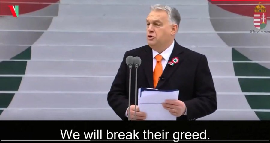 <a href="/HungaryBased/">Based Hungary 🇭🇺</a> "I'm not taking money from both EU and Moscow because I'm greedy. I'm taking it because HUN is sovereign - and EU pays anyway, but Moscow only if I do as Moscow says.

It's greedy of EU not to give us their money."

Viktor Orban, PM of HUN
