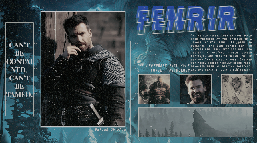 ──── Hʀᴏ́ðᴠɪᴛɴɪʀ

        ❑┆ Mᴜʟᴛɪᴇʀᴀ 
        ❑┆ Mᴜʟᴛɪᴠᴇʀsᴇ 
        ❑┆ Rᴏʟ Aᴅᴀᴘᴛᴀʙʟᴇ
        ❑┆ Mᴀᴛᴜʀᴇ Cᴏɴᴛᴇɴᴛ

╰  Independent portrayal of Fenrir, the great wolf of Norse mythology destined to kill Odin in Ragnarök.

¿↺ ; ♡?