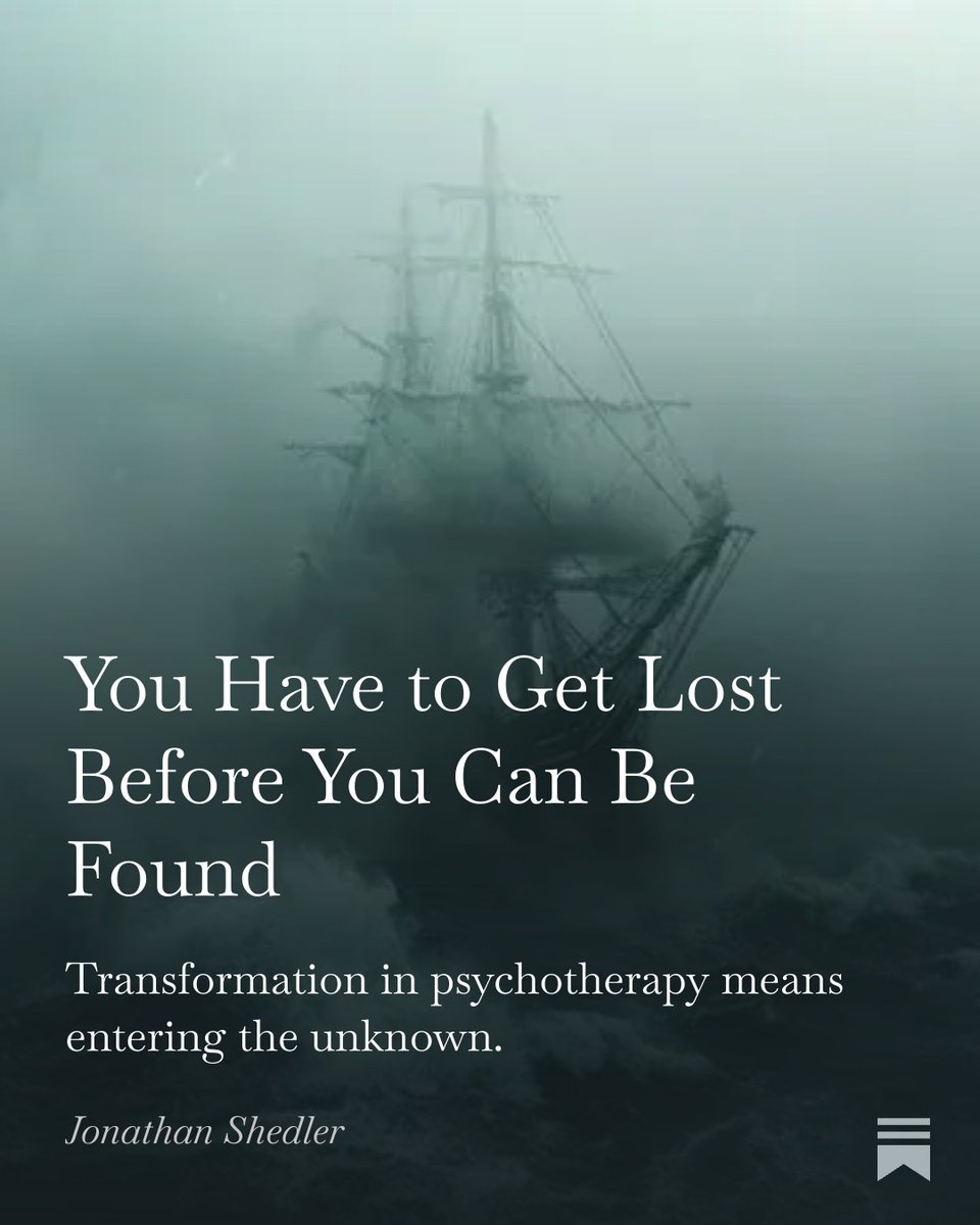 🆕 New post just dropped (2 min read)

▶︎ You Have to Get Lost Before You Can Be Found
Transformation in psychotherapy means entering the unknown. 

full text 👇