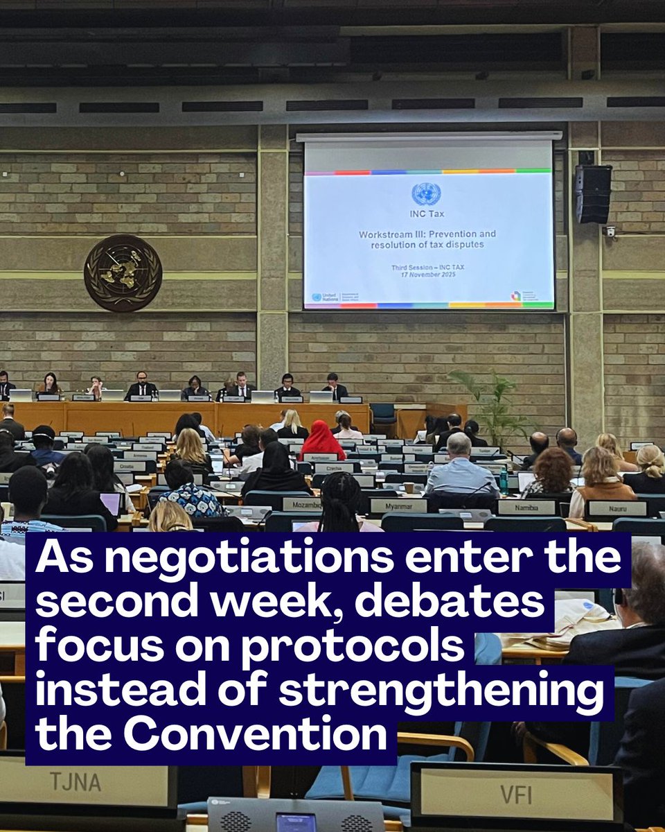 Latindadd_Eng's tweet image. The second week of negotiations for the UN Tax Convention has begun 🌍, and civil society is warning about the risk of fragmenting the process.

👉 They are calling for a unitary taxation system for multinational enterprises, a Global Asset Registry, and Public Country-by-Country…