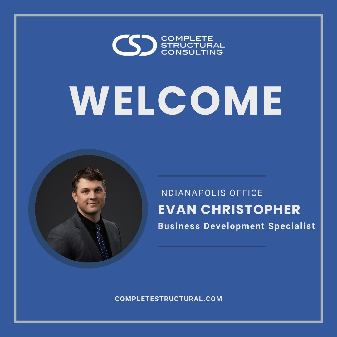 CompStructural's tweet image. Please join us in welcoming Evan Christopher to our CSC Indy office!
Evan is a graduate of The University of Melbourne, in Australia, where he earned his Masters in International Business. He brings with him expertise in data analysis and project coordination.