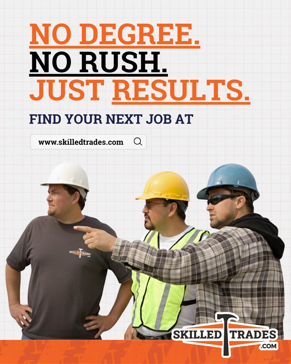 skilledtrades_'s tweet image. 🎯 Good work takes time. So do the best hires.
💪 Join the crew that builds to last.
SkilledTrades.com | No Degree Required
#BuiltToLast #SkilledTrades