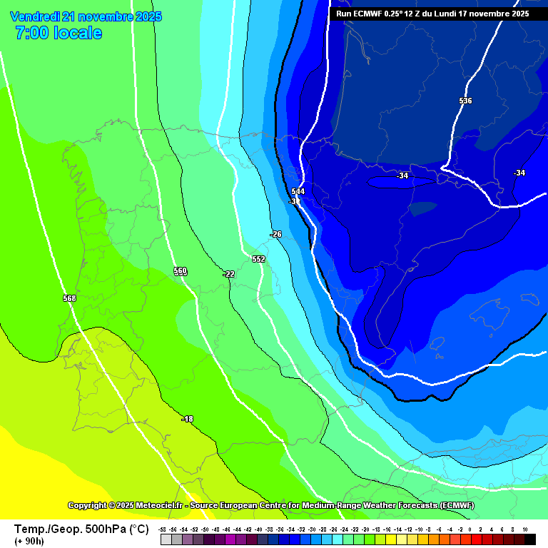 alexmegapc's tweet photo. #lastupdate Europeu va fortíssim!!, ens posa la -34 a 500 hPa uns 5.500 m a quasi tota CAT, i a 850 hPa Pirineu .8/-6 per divendres matinada/matí i la resta de -4,amb això divendres matinada tocaria Faroling del bo sector NE amb el rebuf a més de la nevada de nord que pot deixar forces centímetres a qualsevol cota del Pirineu, però especialment vessant nord, veuríem fins on baixaria la cota de neu. Entre demà al vespre i dimecres veurem si va de farol o toca matinada de divendres entretinguda amb el faroling. Toca actualitzar modo F5. #meteo
