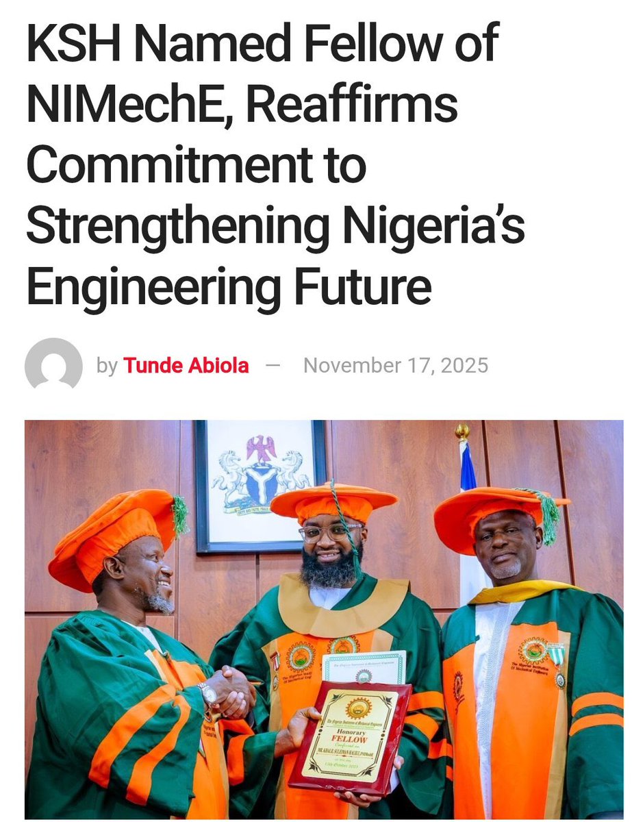 The Executive Vice Chairman/CEO of the National Agency for Science and Engineering Infrastructure <a href="/NASENIHQ/">NASENI</a> , Khalil Suleiman Halilu <a href="/KSHalilu/">Khalil Halilu</a> , has been inducted as a Fellow of the Nigerian Institution of Mechanical Engineers (NIMechE), an honour that highlights his growing