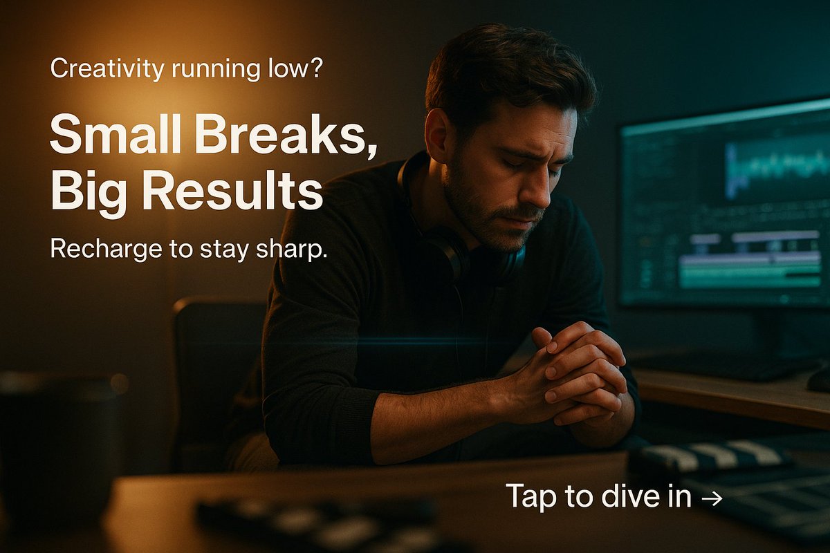 talk2cc's tweet image. Creativity running low? Even the best pros need intentional breaks to stay sharp.
Small habits = big results.
Want to boost focus and energy on your next project?
Read more + recharge → tap to dive in! &amp;gt; na2.hubs.ly/H0259Jh0
#completecontroller #motivationalmonday