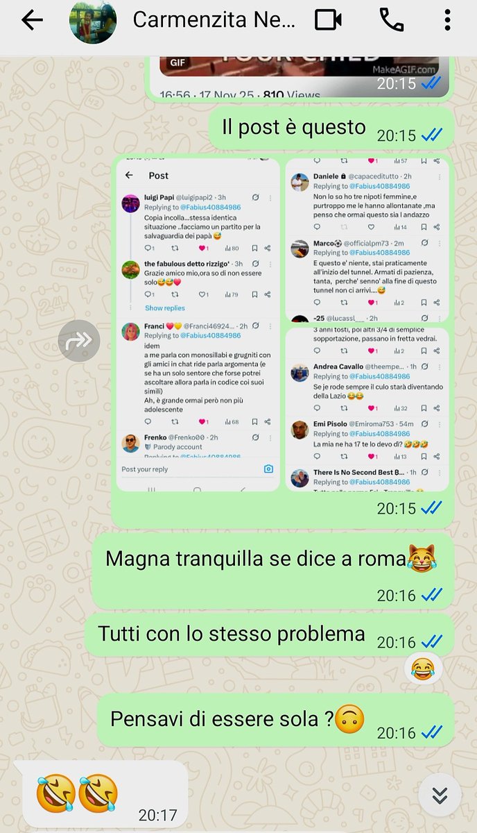 Ho girato le vostre risposte alla rumena
Ora sappiamo di non essere soli
Che forse non abbiamo sbagliato tutto e questo ci conforta
Grazie amichi,spalla a spalla😍😍