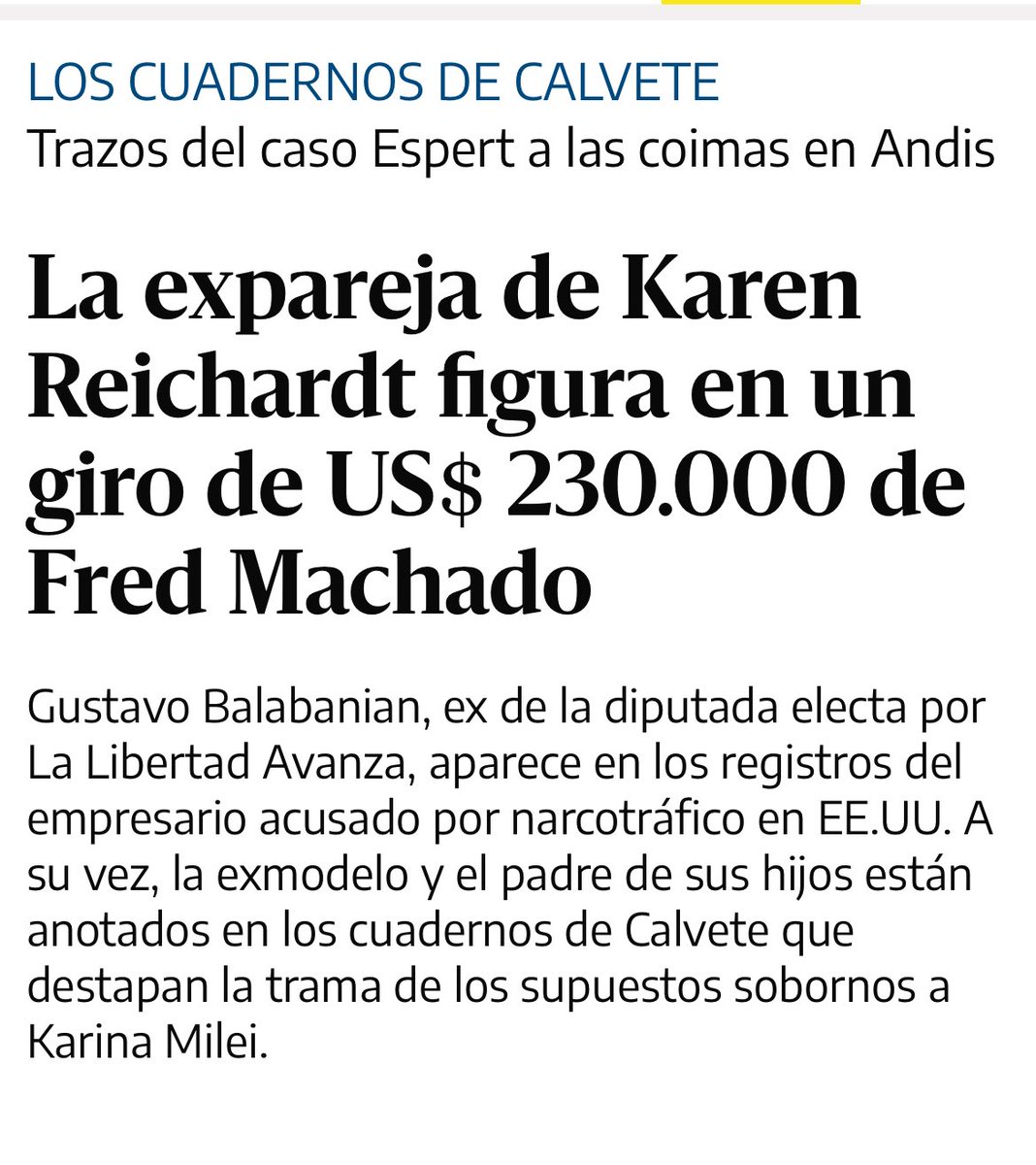 sebalacunza's tweet photo. Escribimos con @MauriCaminos 

La expareja de Karen Reichardt figura en un giro de US$ 230.000 de Fred Machado

@elDiarioAR 

https://t.co/qHdhcbQt4R https://t.co/nrf0Sc4Izt