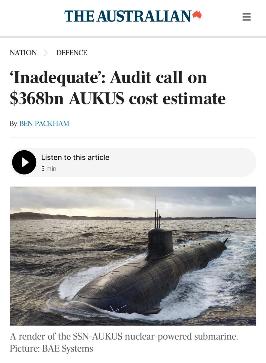 The fools who sold us $375 billion AUKUS nuclear submarines are now telling us they will cost more, a lot more. Their war plans with China, their surrender to Trump and their back of-the-envelope costings are all super dangerous. Don’t trust them.